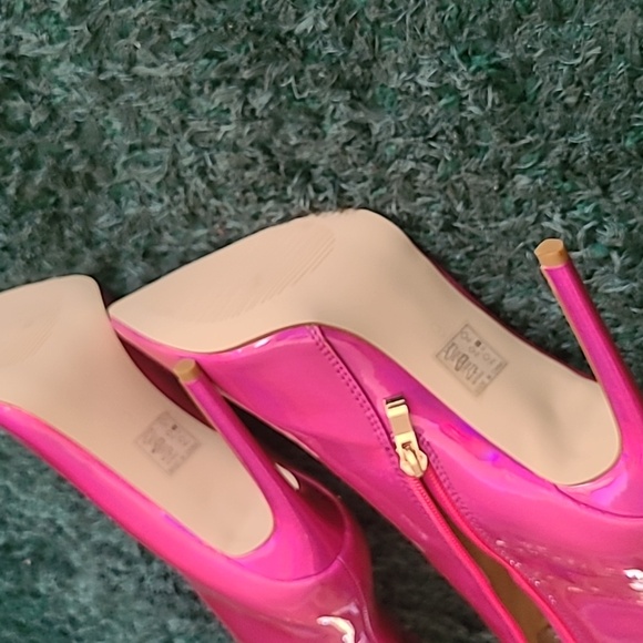 Vibrant Pink Heeled Boots for Women - Picture 6 of 7